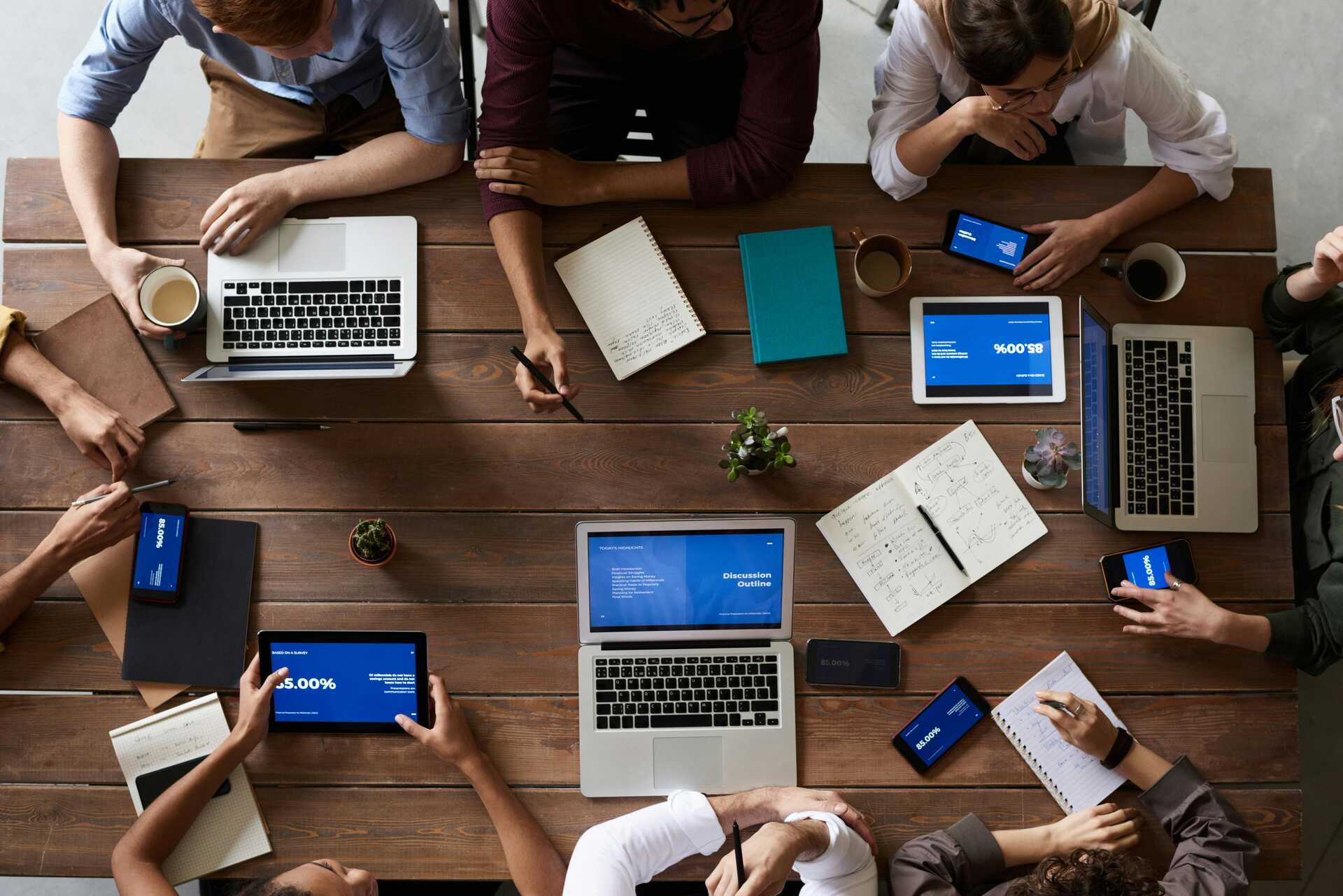 Diverse team working together in an office